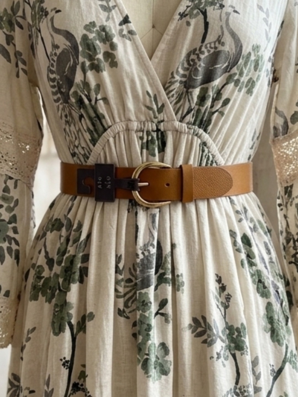 Ava & Viv Tan Faux-Leather Waist Belt with Gold Buckle 59" Inches Long